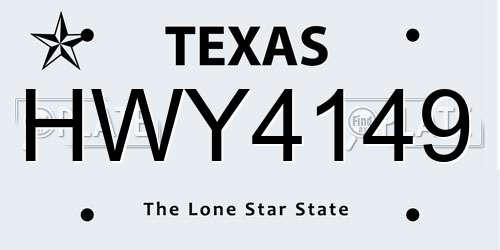 HWY4149 Texas License Plate