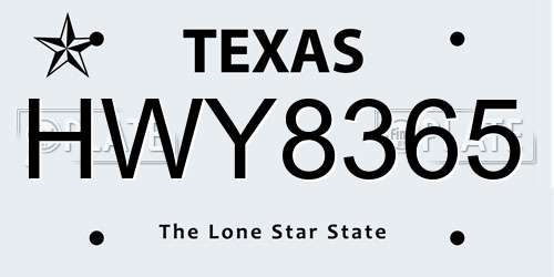 HWY8365 Texas License Plate