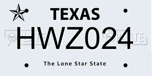HWZ024 Texas License Plate