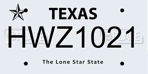 HWZ1021 Texas License Plate