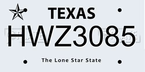 HWZ3085 Texas License Plate