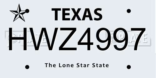 HWZ4997 Texas License Plate
