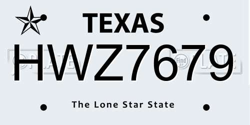 HWZ7679 Texas License Plate