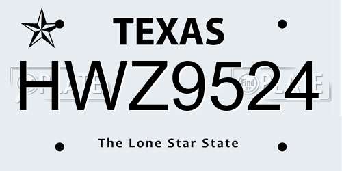 HWZ9524 Texas License Plate