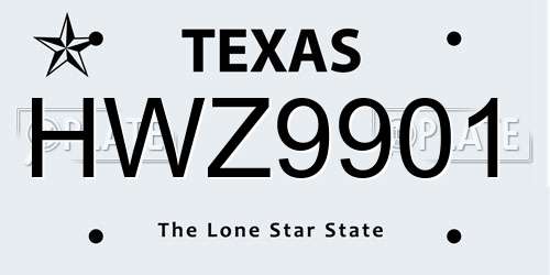 HWZ9901 Texas License Plate