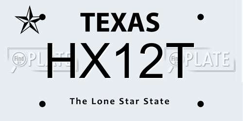 HX12T Texas License Plate