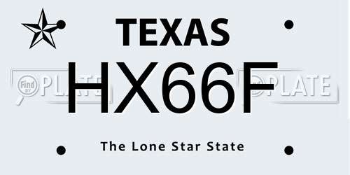 HX66F Texas License Plate