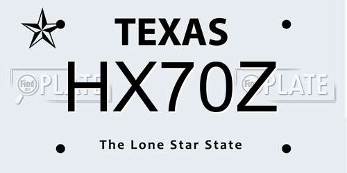 HX70Z Texas License Plate