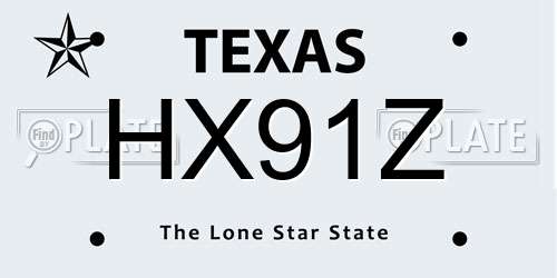 HX91Z Texas License Plate