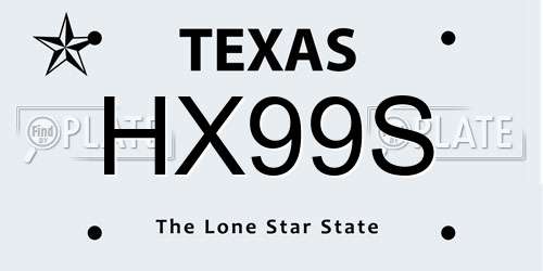 HX99S Texas License Plate