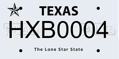 HXB0004 Texas License Plate