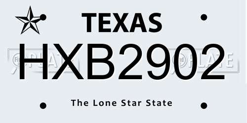 HXB2902 Texas License Plate