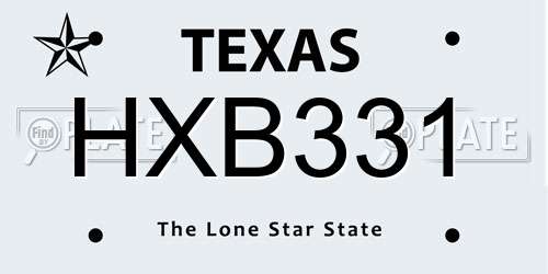 HXB331 Texas License Plate