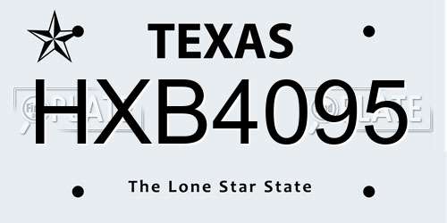 HXB4095 Texas License Plate
