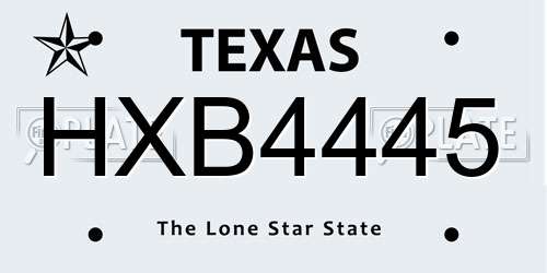 HXB4445 Texas License Plate