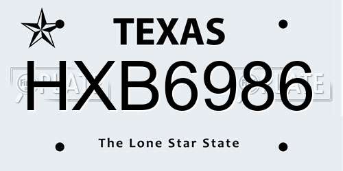 HXB6986 Texas License Plate