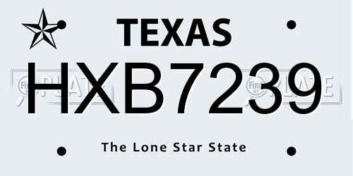 HXB7239 Texas License Plate