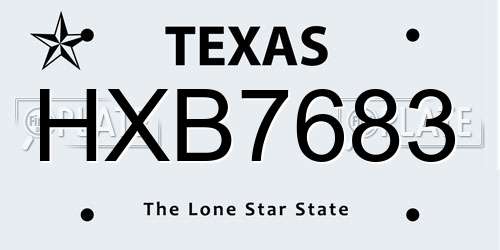 HXB7683 Texas License Plate
