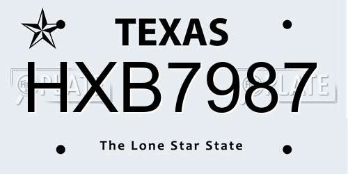 HXB7987 Texas License Plate