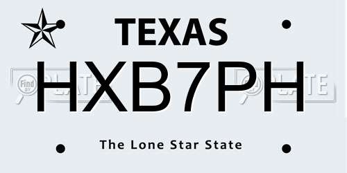 HXB7PH Texas License Plate