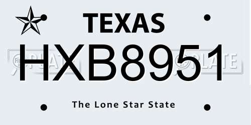 HXB8951 Texas License Plate