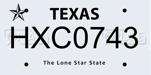 HXC0743 Texas License Plate