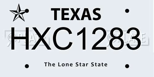 HXC1283 Texas License Plate