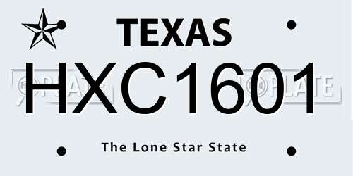 HXC1601 Texas License Plate
