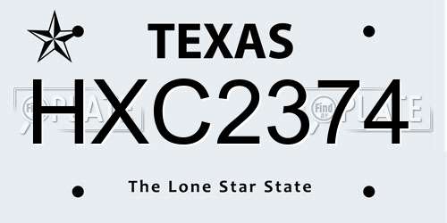 HXC2374 Texas License Plate