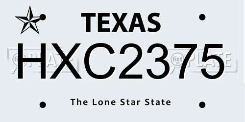 HXC2375 Texas License Plate