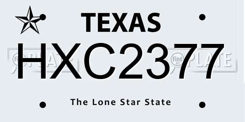 HXC2377 Texas License Plate