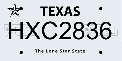 HXC2836 Texas License Plate
