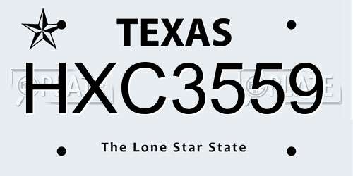 HXC3559 Texas License Plate