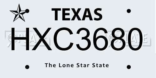 HXC3680 Texas License Plate