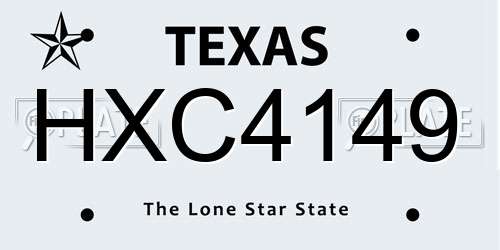 HXC4149 Texas License Plate