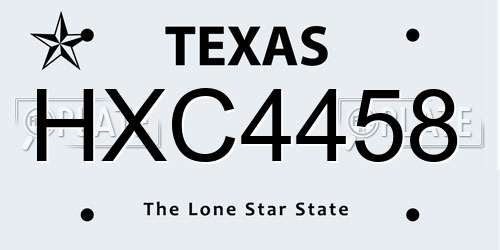 HXC4458 Texas License Plate