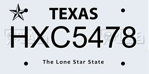 HXC5478 Texas License Plate