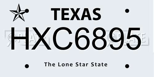HXC6895 Texas License Plate