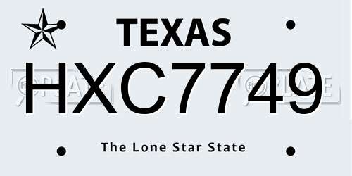 HXC7749 Texas License Plate