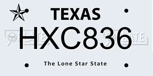 HXC836 Texas License Plate
