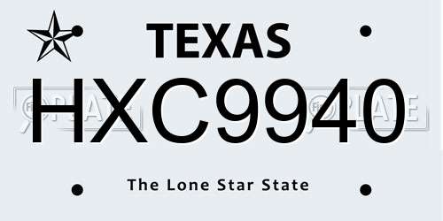 HXC9940 Texas License Plate