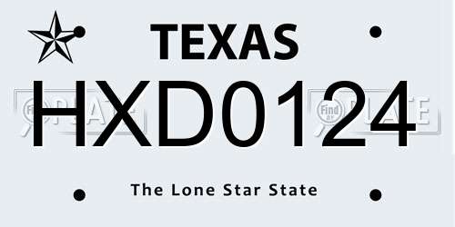 HXD0124 Texas License Plate