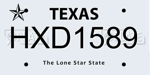 HXD1589 Texas License Plate