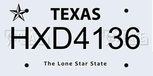 HXD4136 Texas License Plate