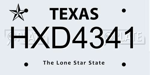 HXD4341 Texas License Plate