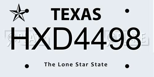 HXD4498 Texas License Plate