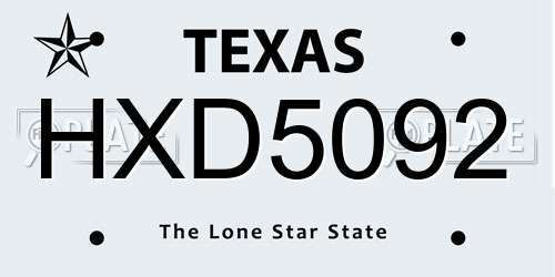 HXD5092 Texas License Plate