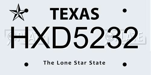 HXD5232 Texas License Plate