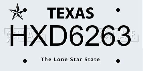 HXD6263 Texas License Plate
