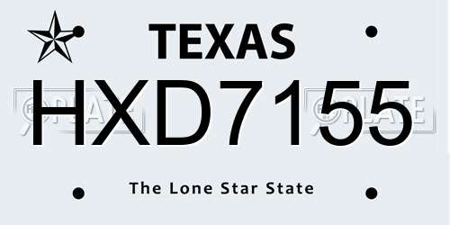 HXD7155 Texas License Plate